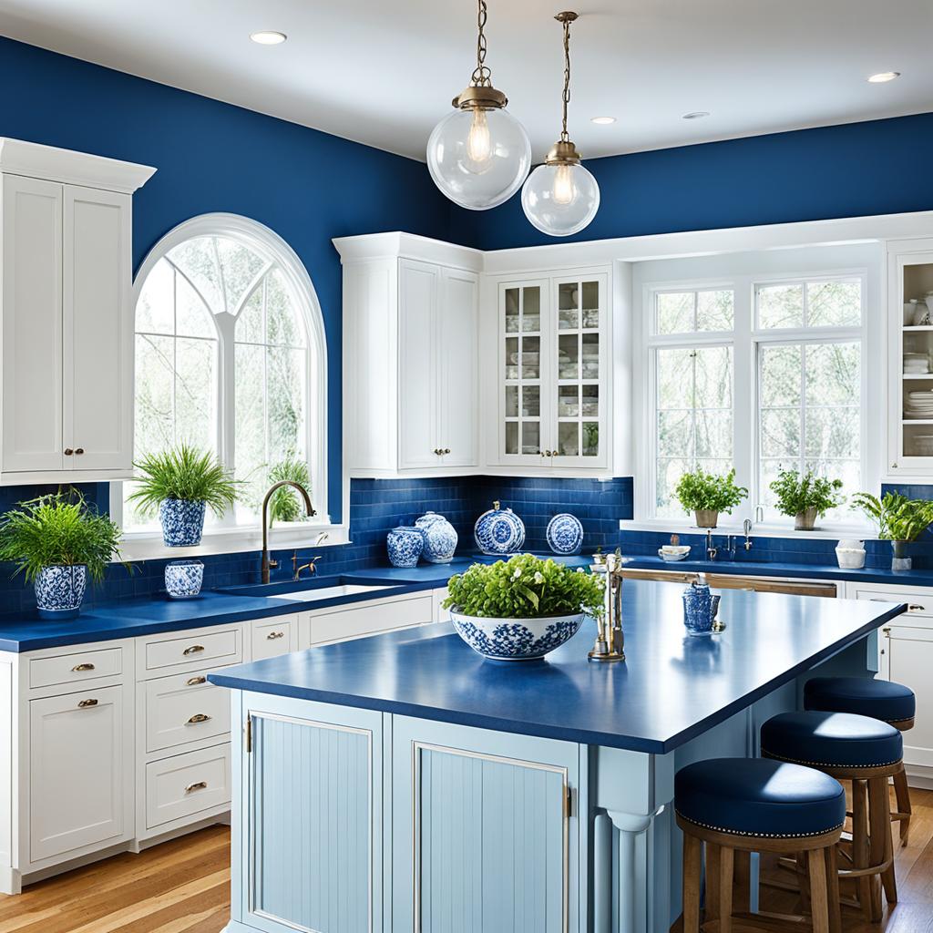 Blue and white kitchen color scheme