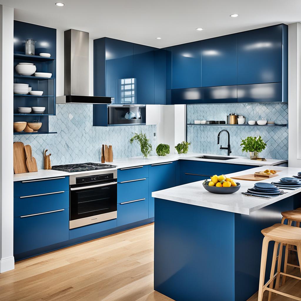 Blue kitchen cabinets design