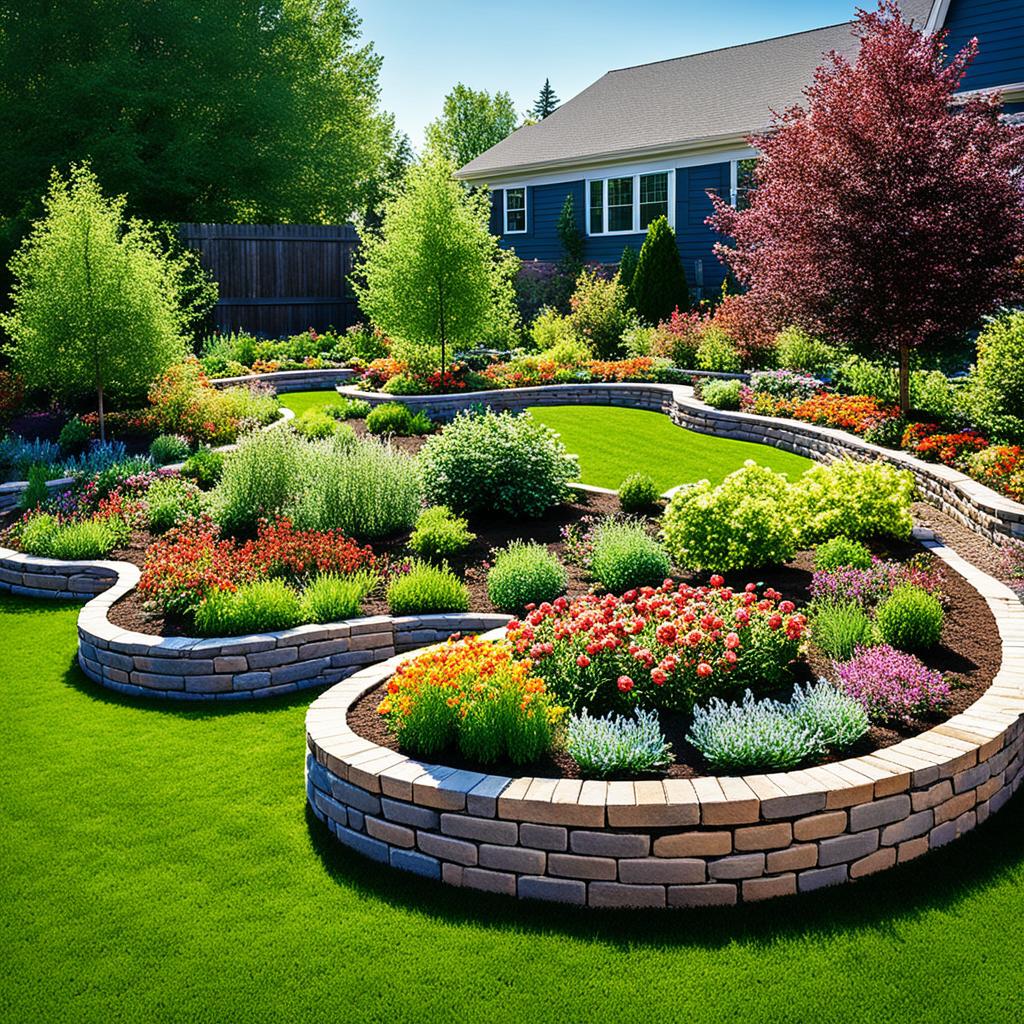 Brick and stone raised garden beds