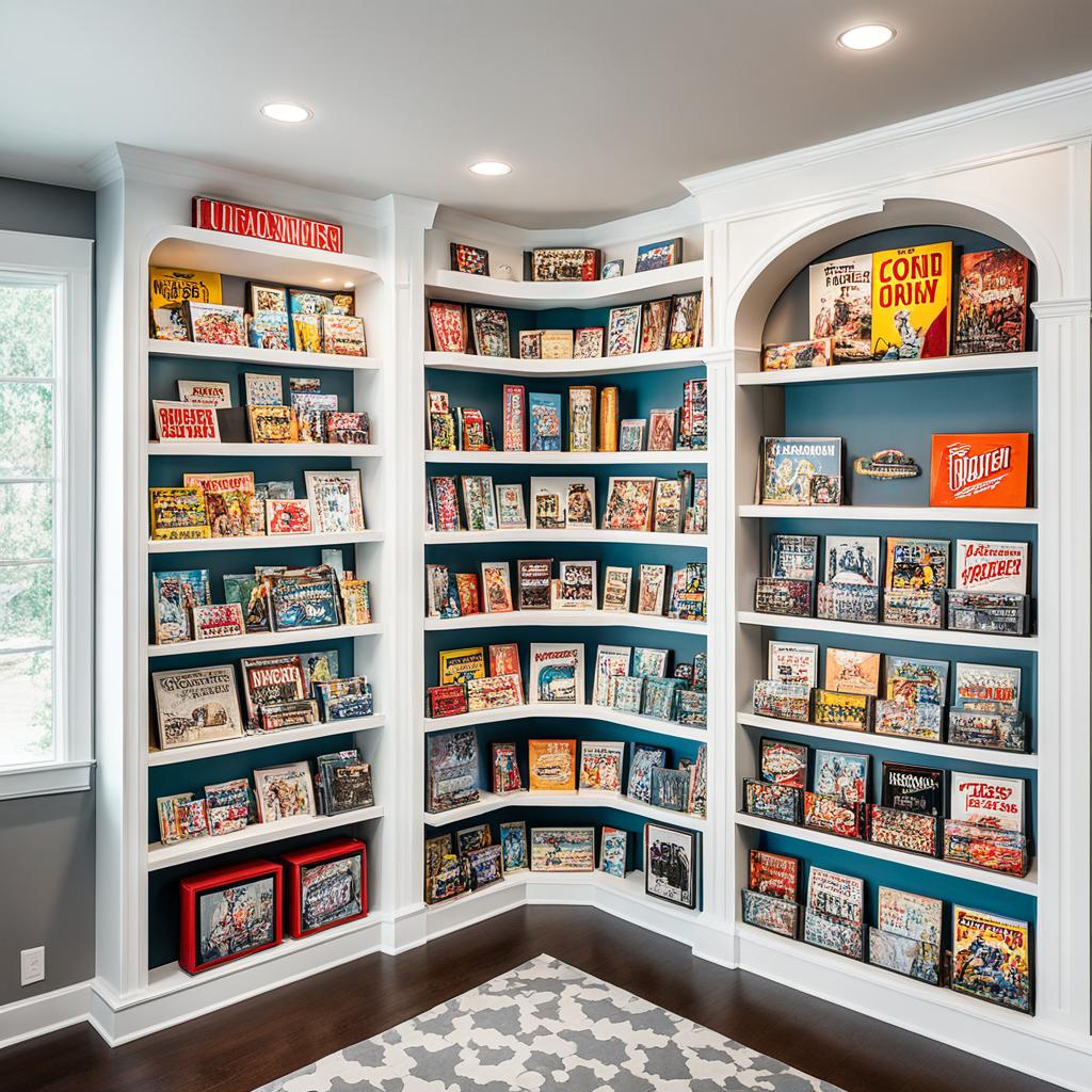 Built-in wall shelving for home theater decor