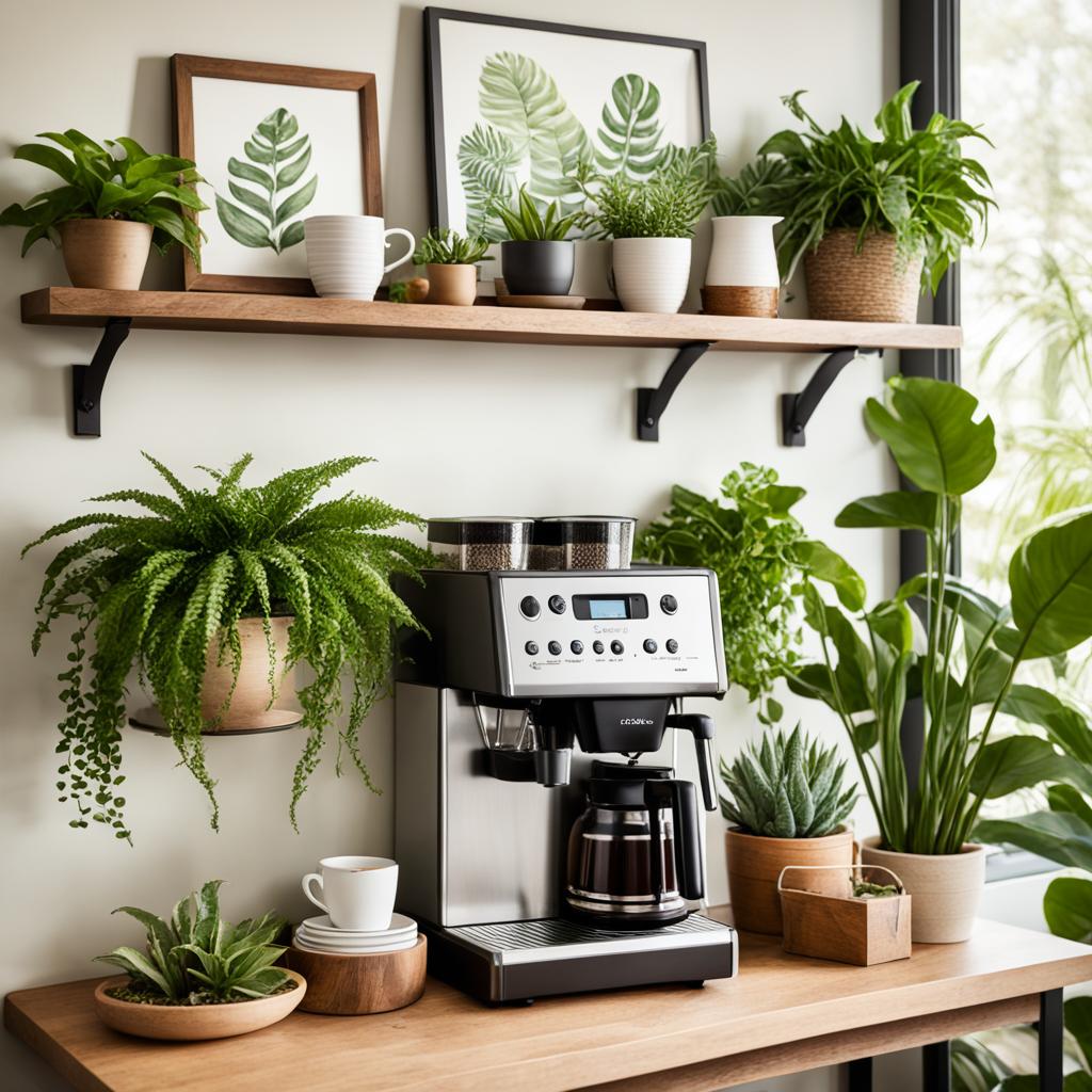 Coffee nook design with greenery