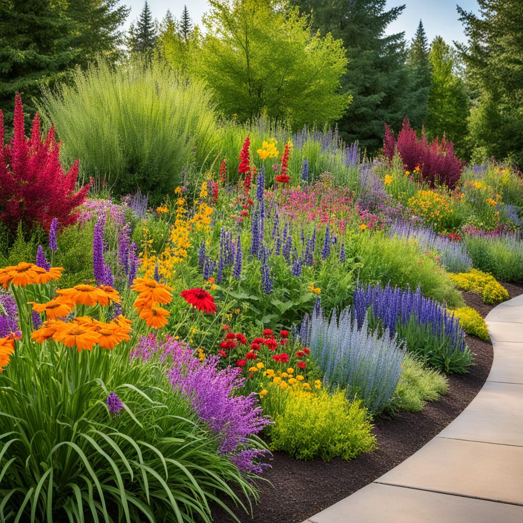 Colorful border garden providing insect habitats