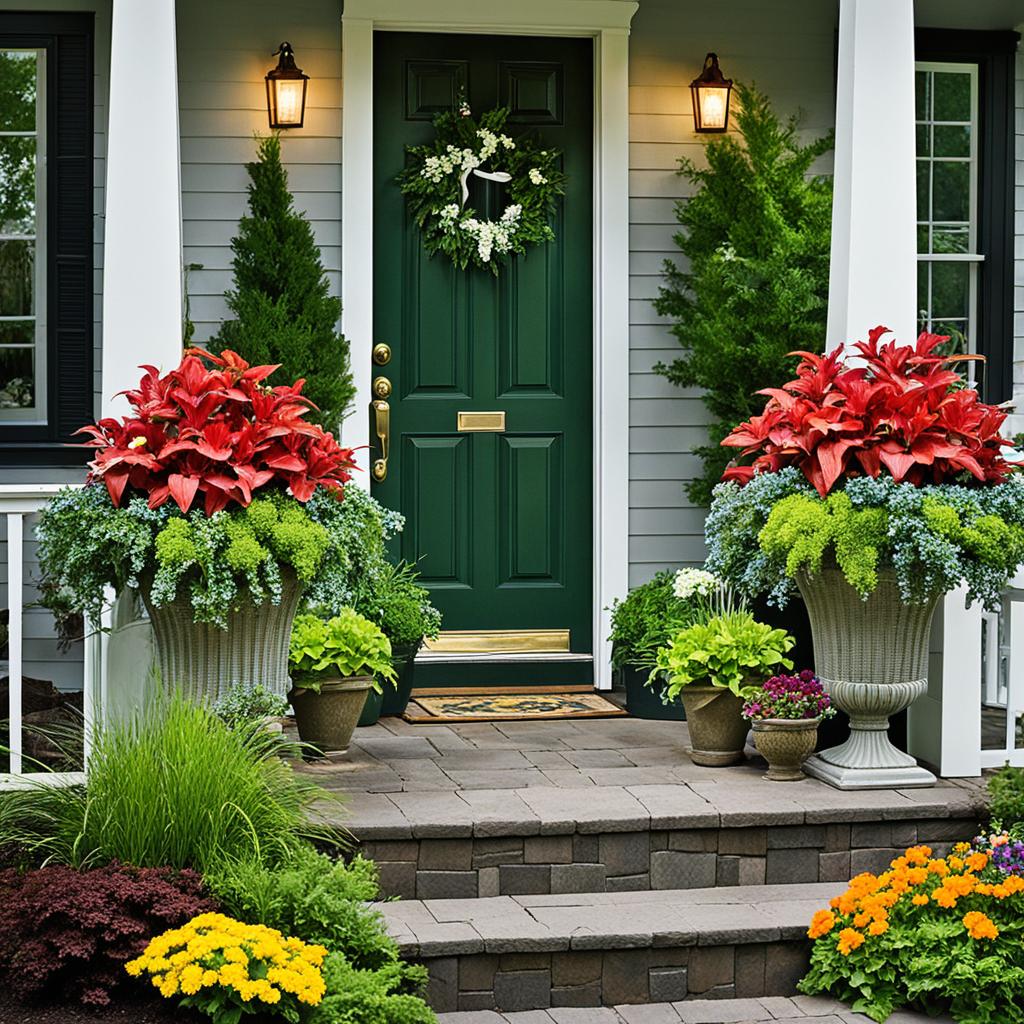 Container gardens for front porch styling