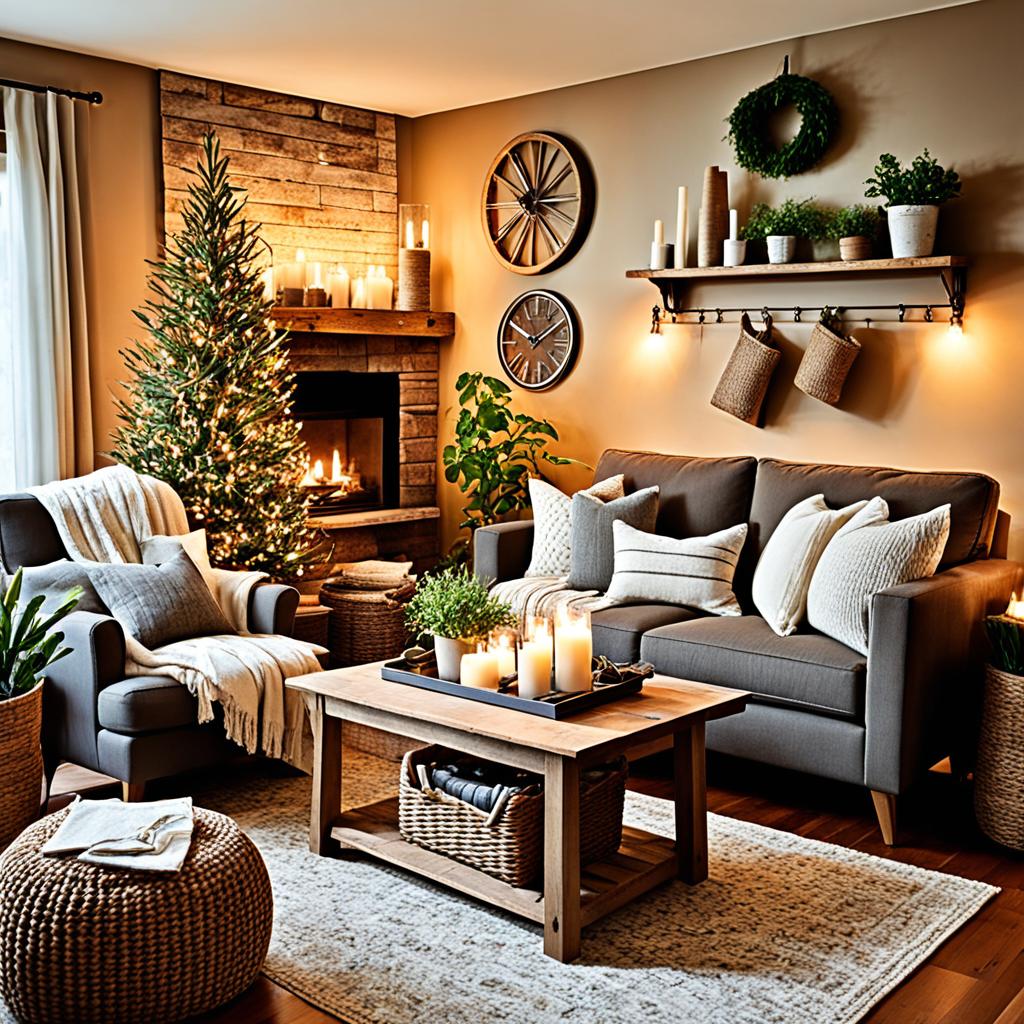 Cozy living room with rustic wood furniture