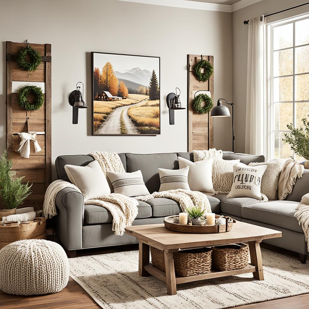 Cozy textures in farmhouse living room