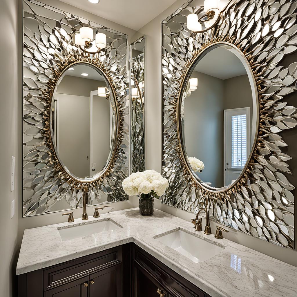 Decorative mirrors in powder room