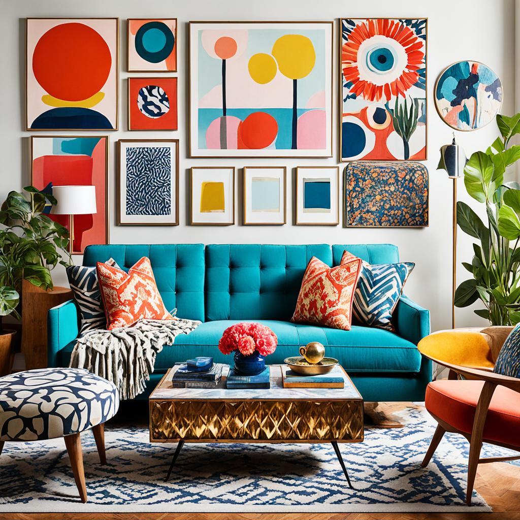 Eclectic living room with visual flow