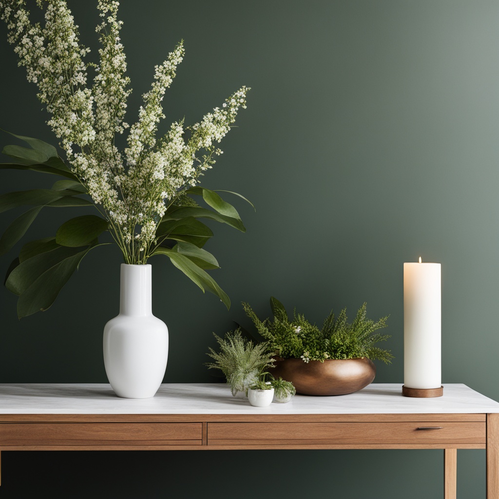 Entryway vignette with greenery