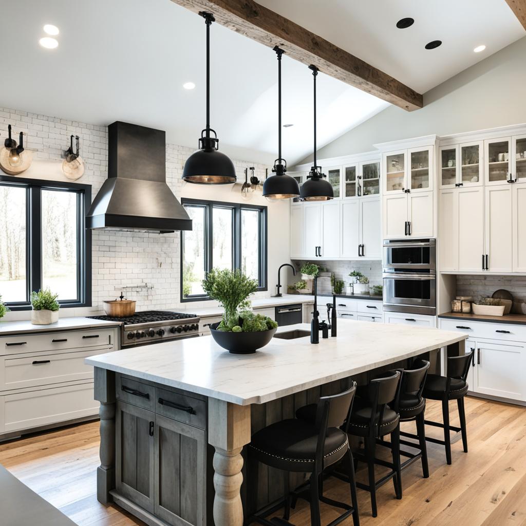 Farmhouse style kitchen with shaker cabinets