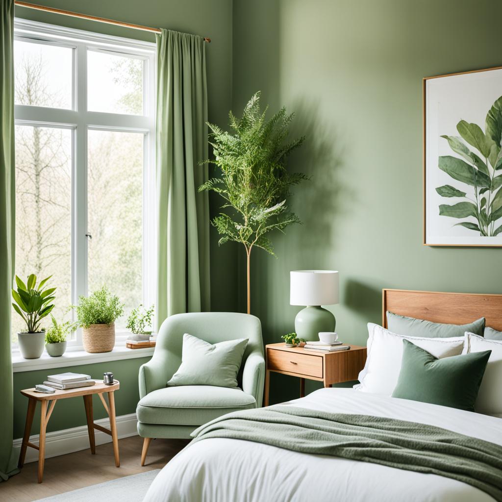 Green bedroom design