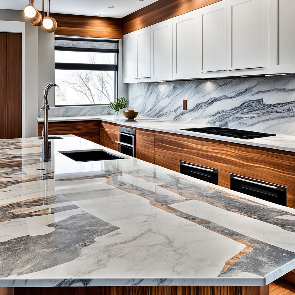 Kitchen countertop designs with mixed materials