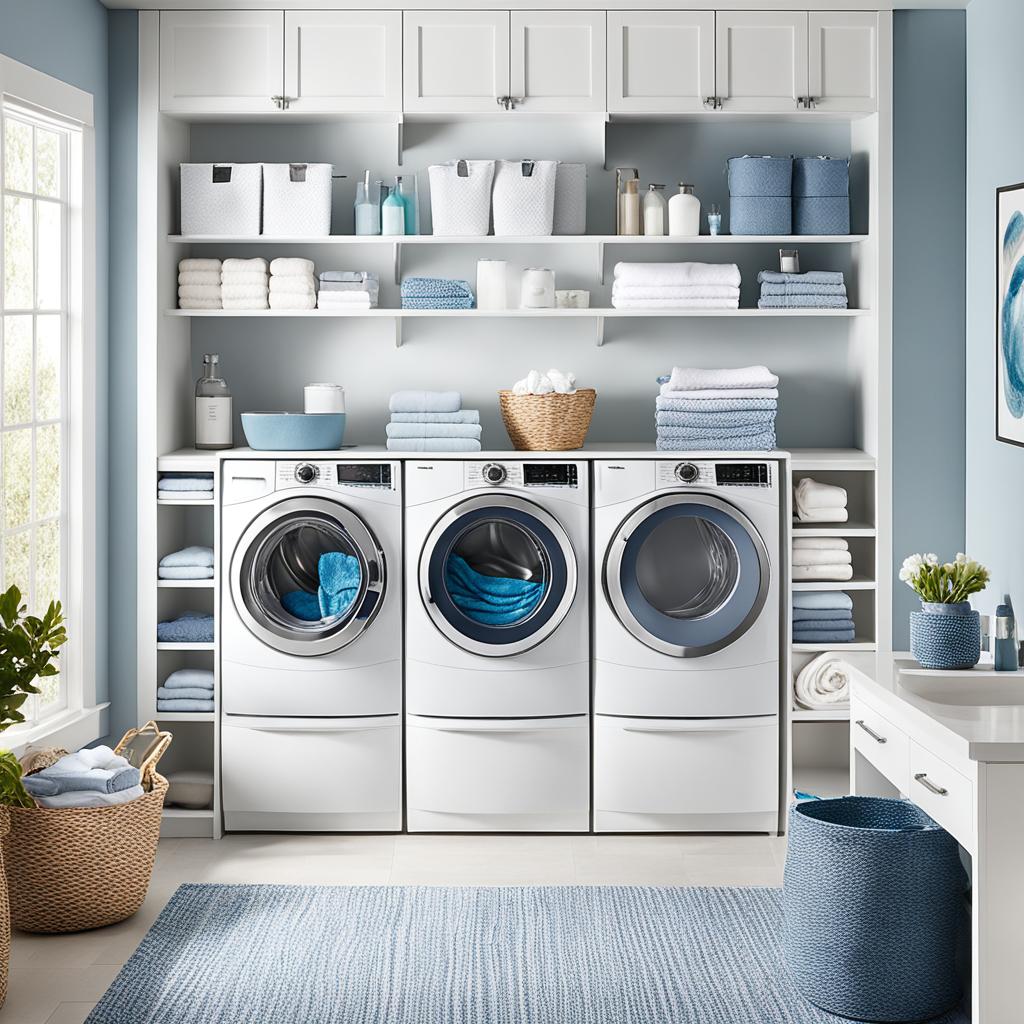 Laundry room shelving in crisp white