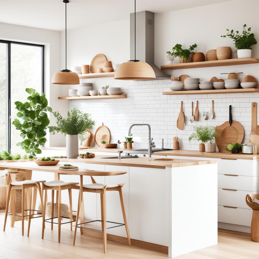 Light wood accents in Scandinavian kitchen