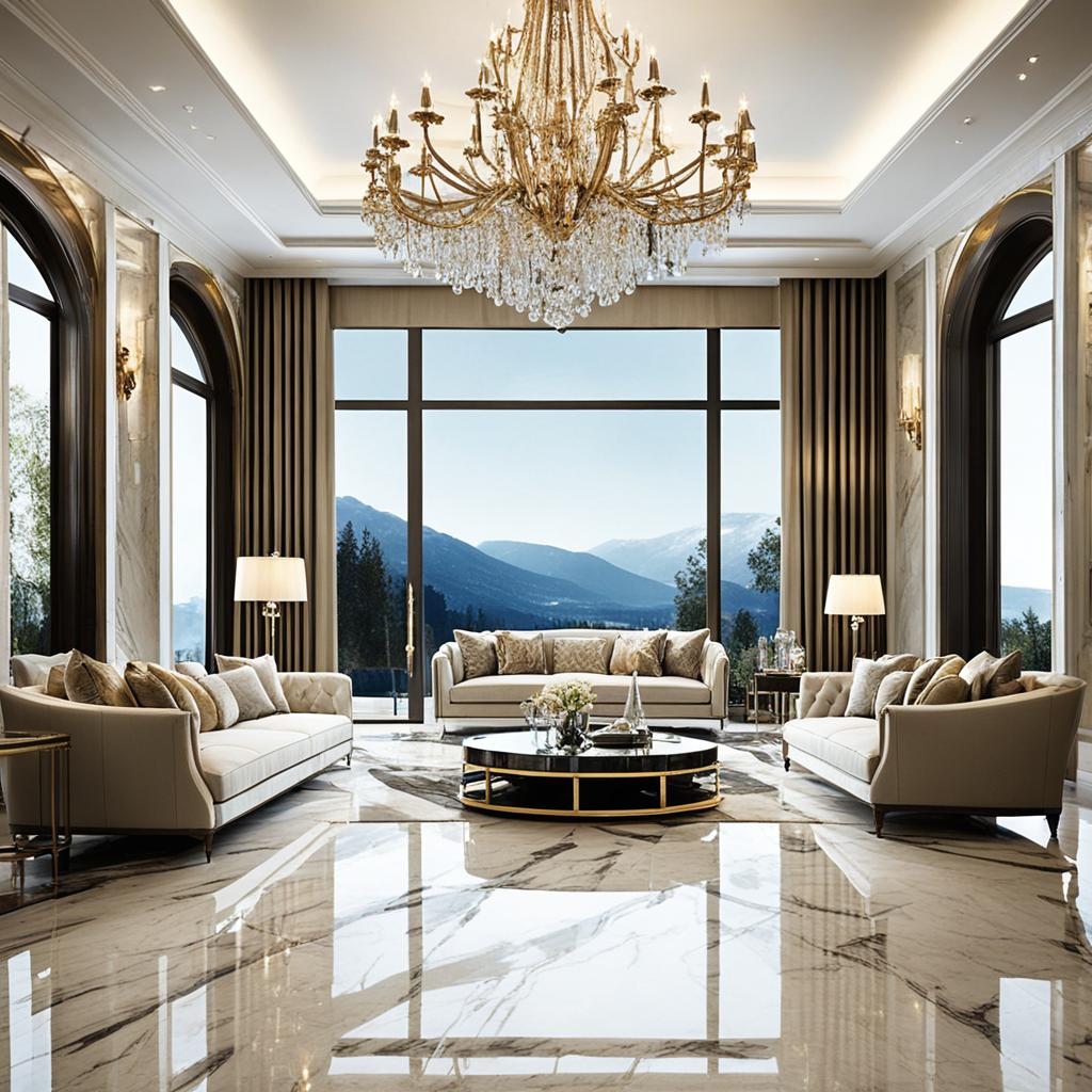 Luxury marble flooring in living room