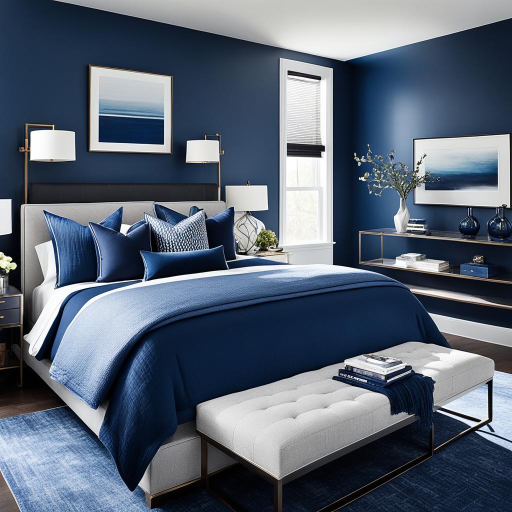 Masculine blue bedroom