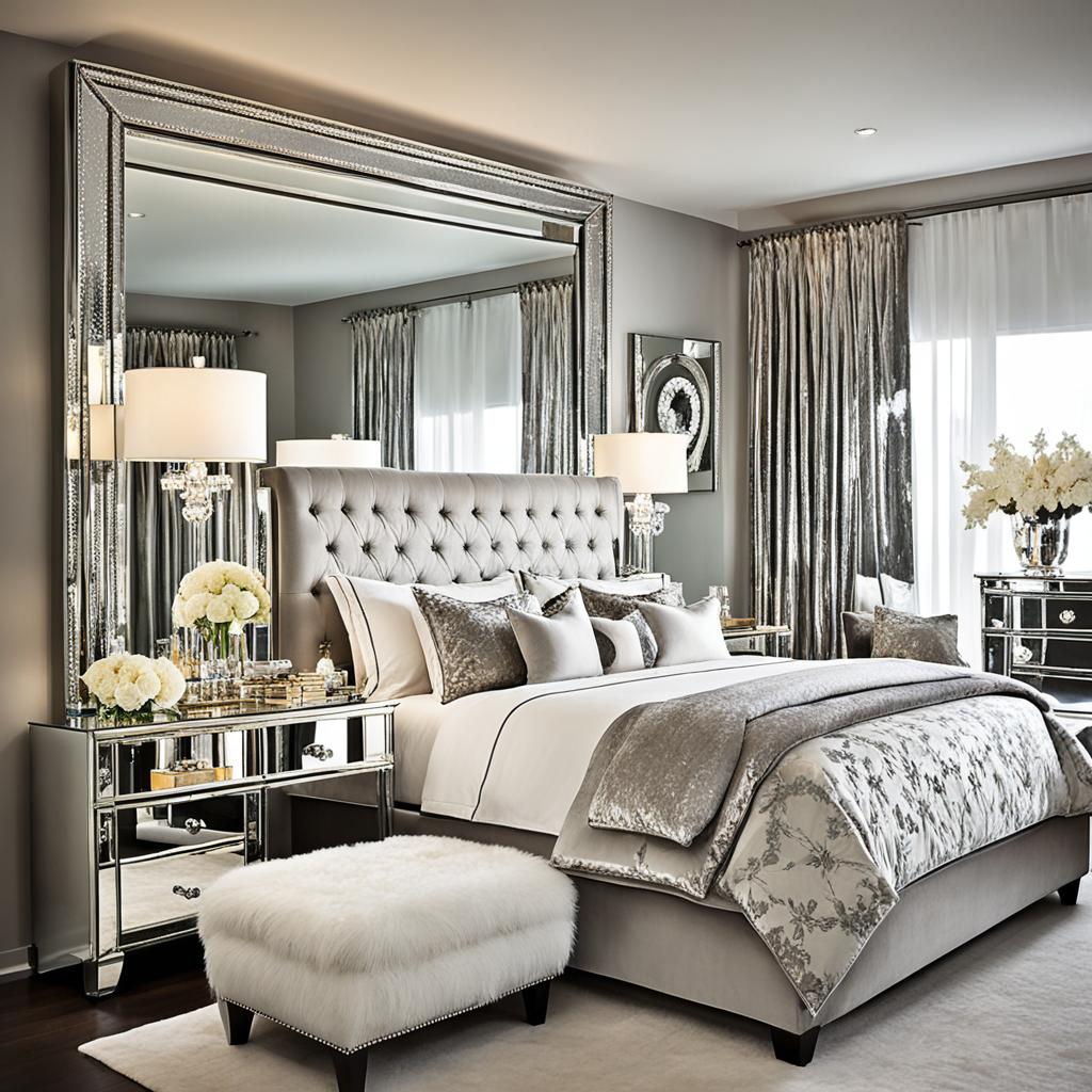 Mirrored accents for opulent bedroom styling