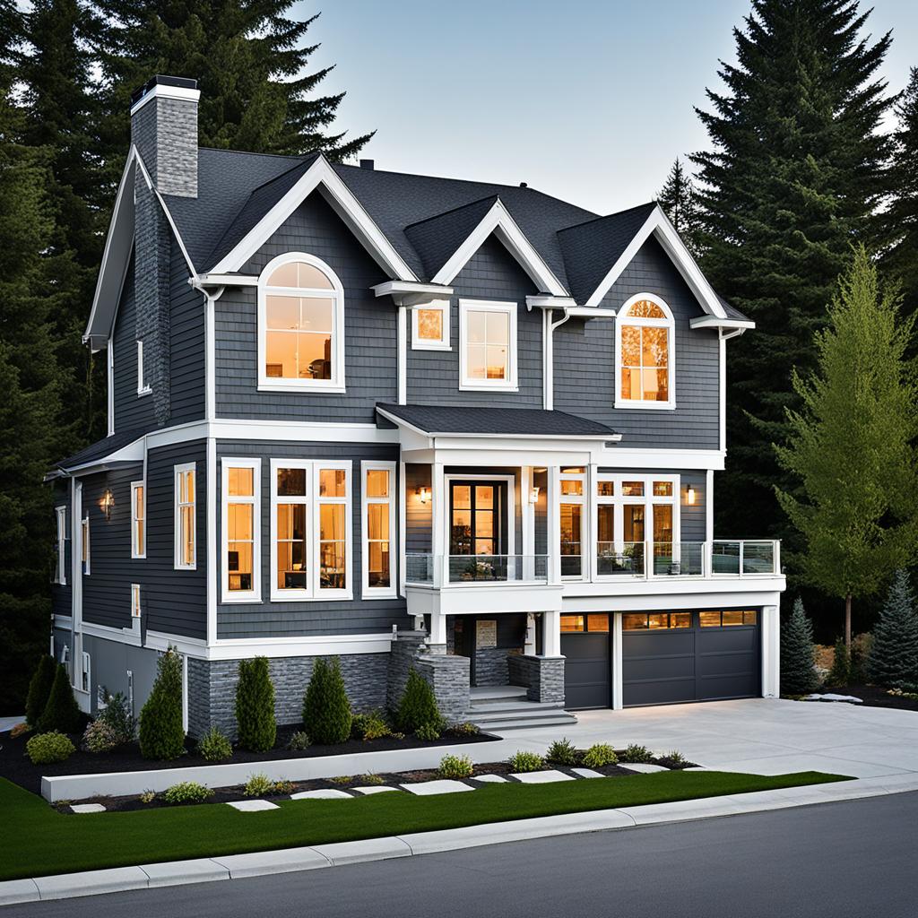 Modern gray exterior with white trim