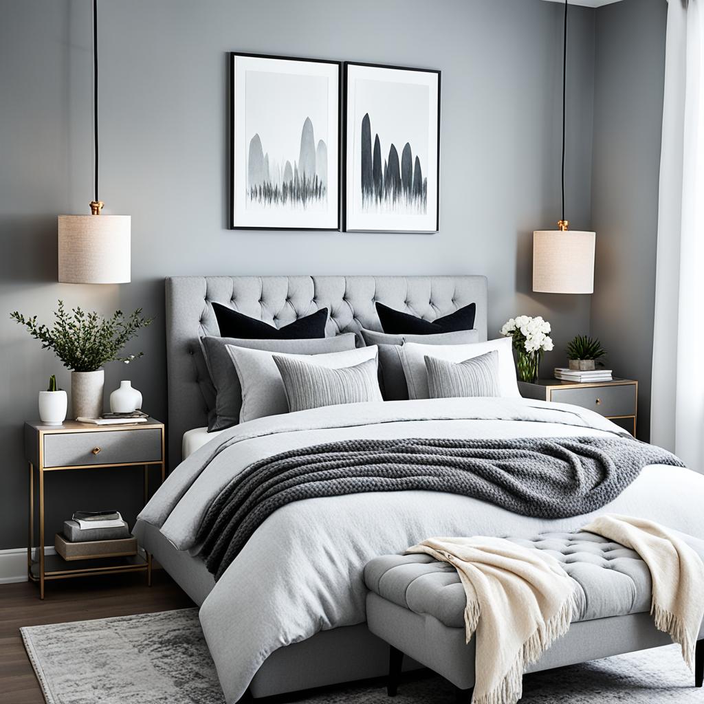 Monochromatic gray bedroom decor