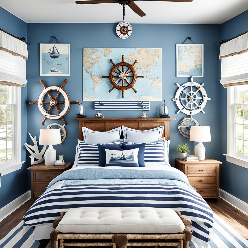 Nautical wall decor for coastal bedroom