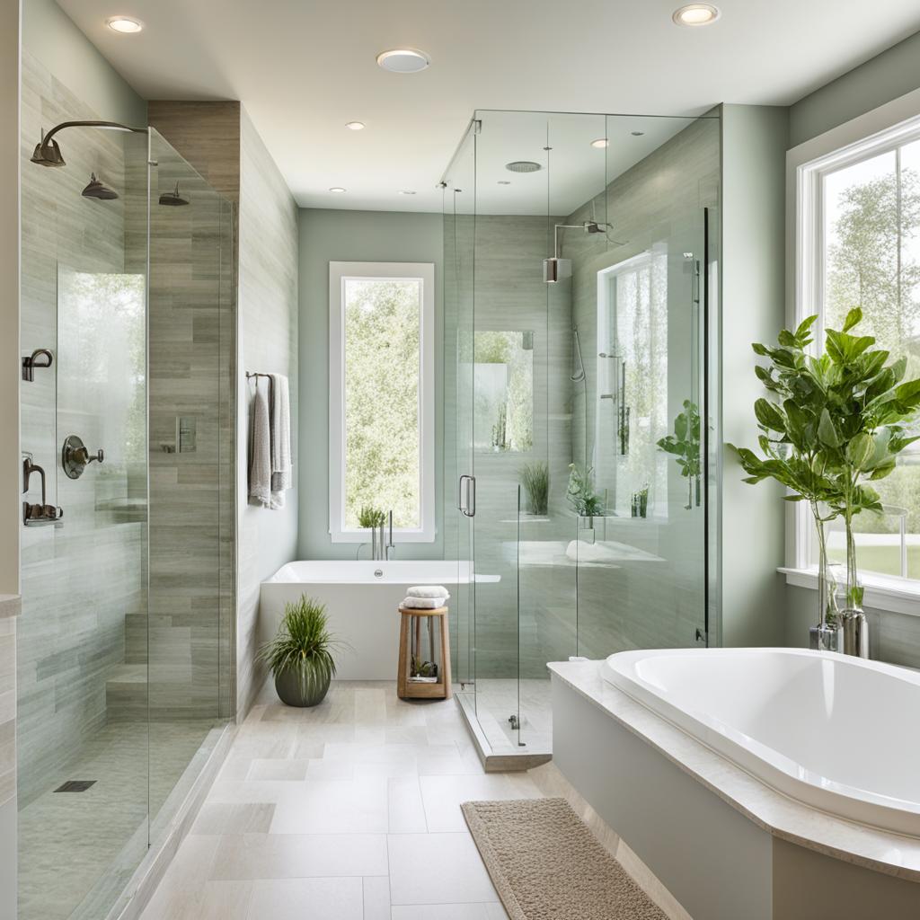 Privacy features in spa-inspired bathroom