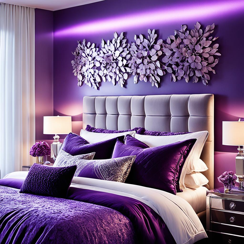 Purple lighting ideas for bedroom ambiance