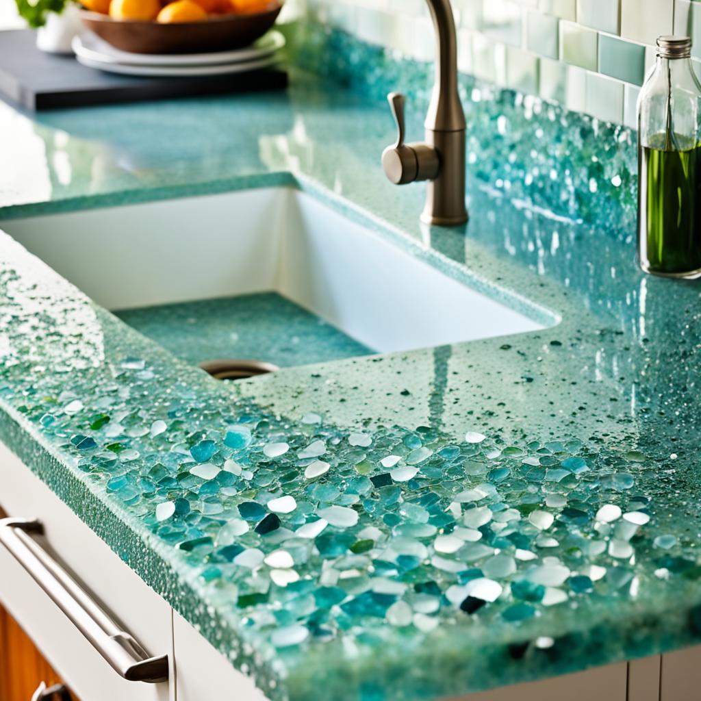 Recycled glass countertops