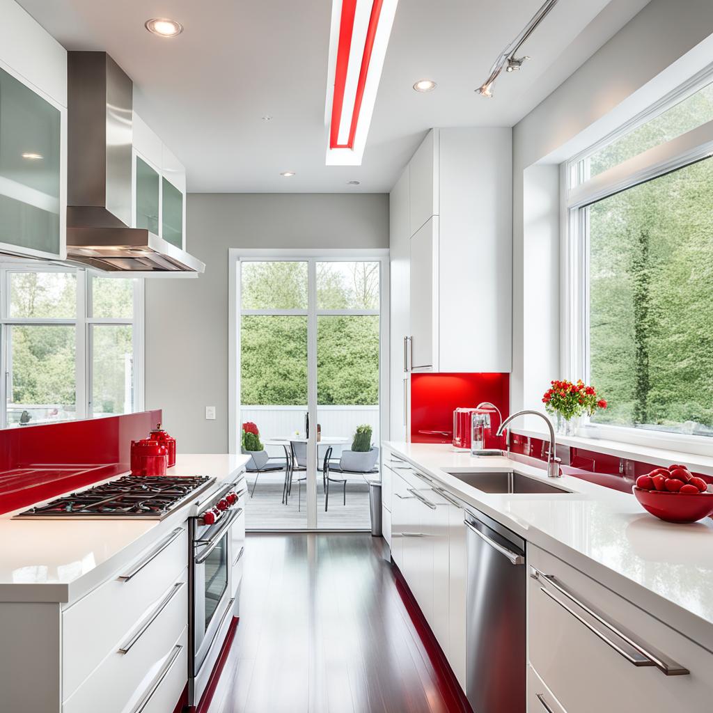 Red and white kitchen design