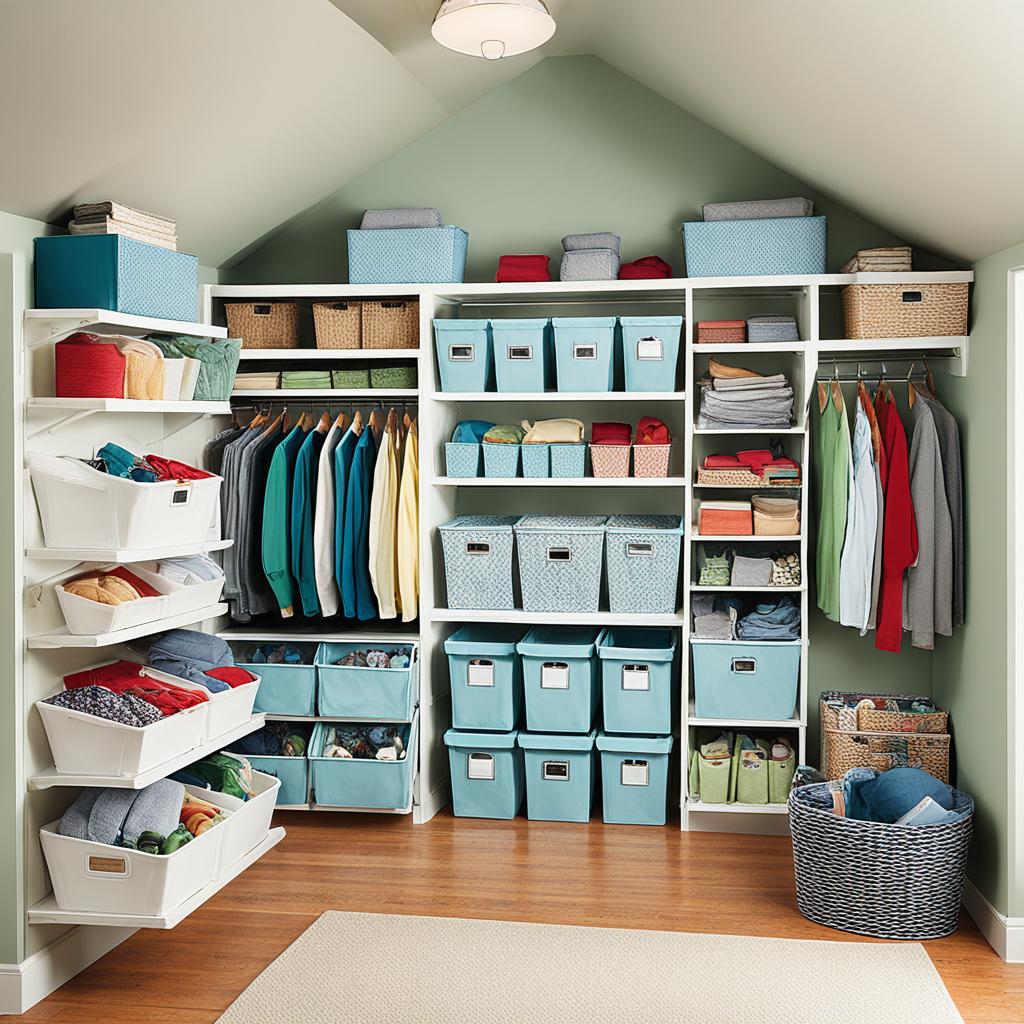 Stackable bins for attic closet organization