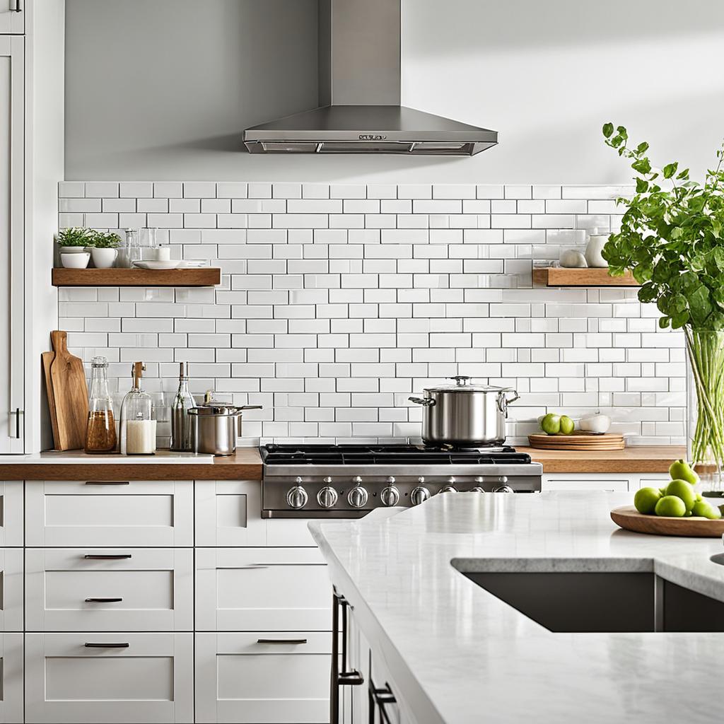 Subway tile backsplash in a modern kitchen