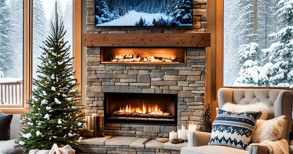 TV above a fireplace