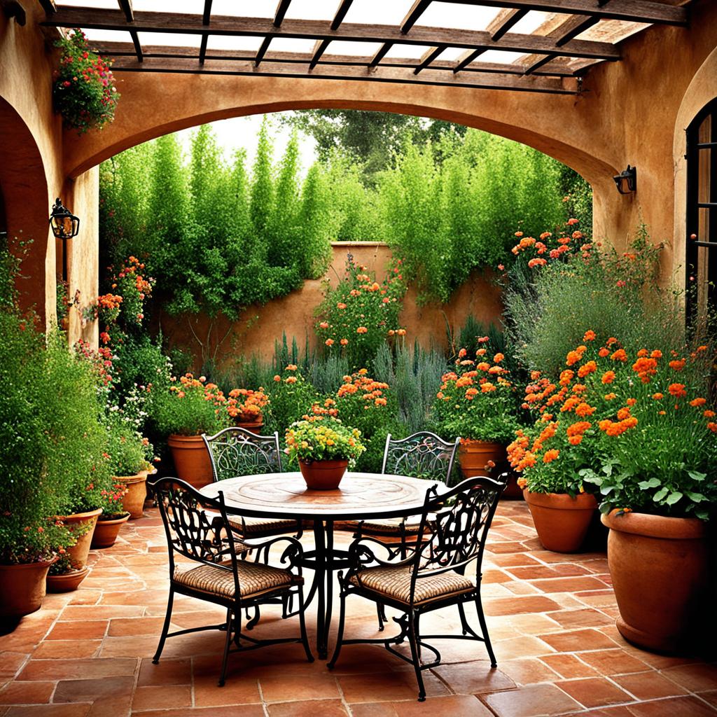 Tuscan patio with terracotta tiles