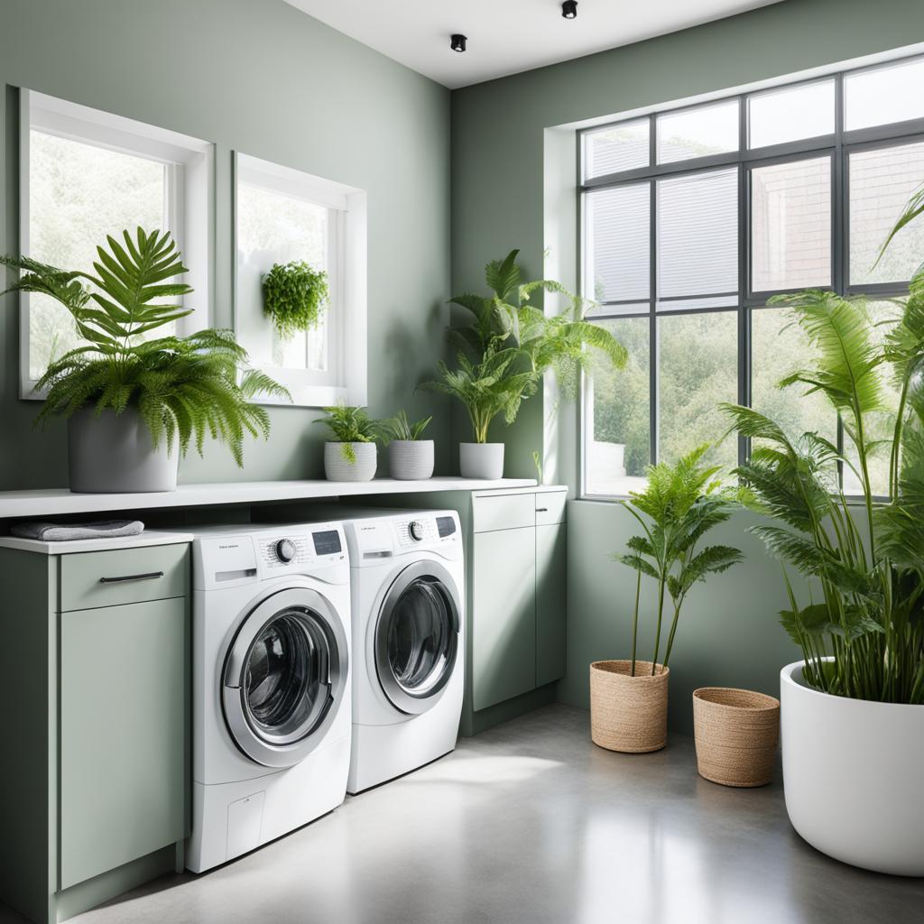 Verdant modern laundry room