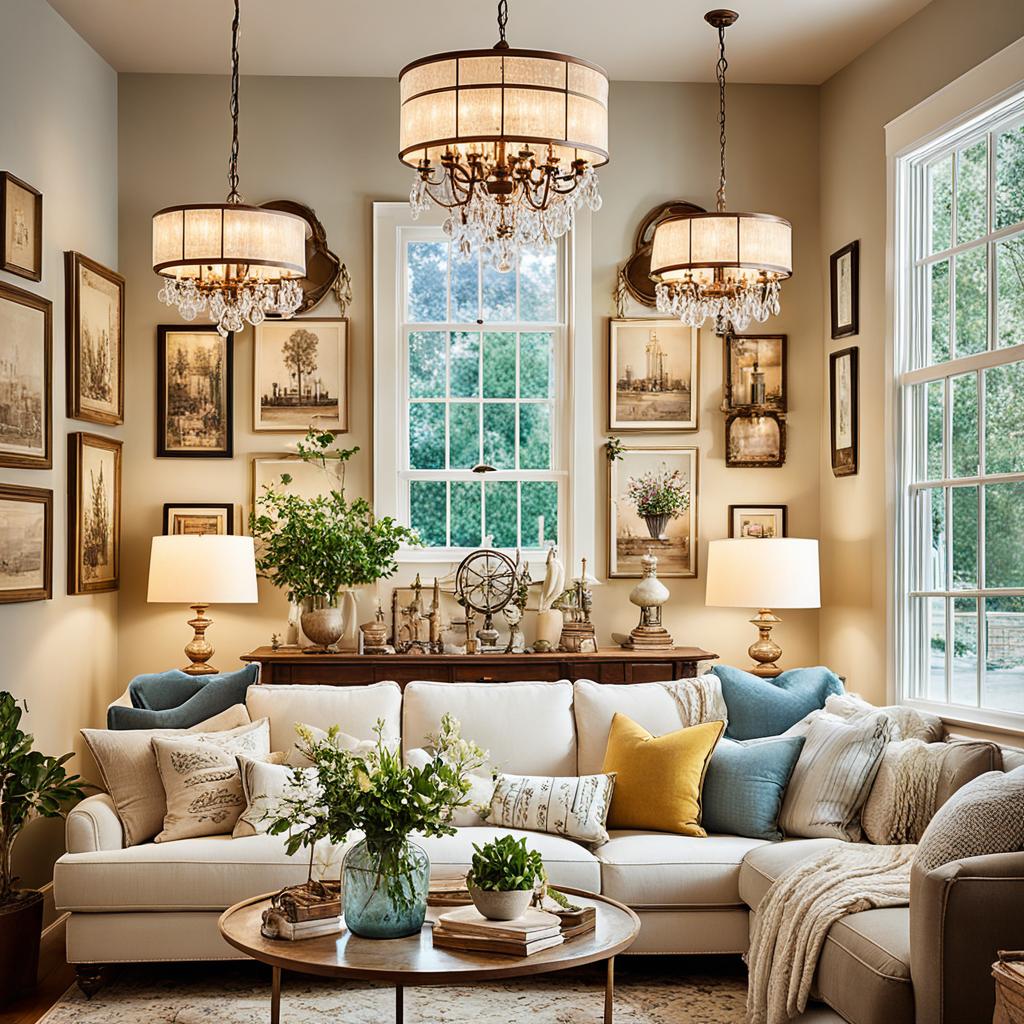 Vintage lighting and decor accents