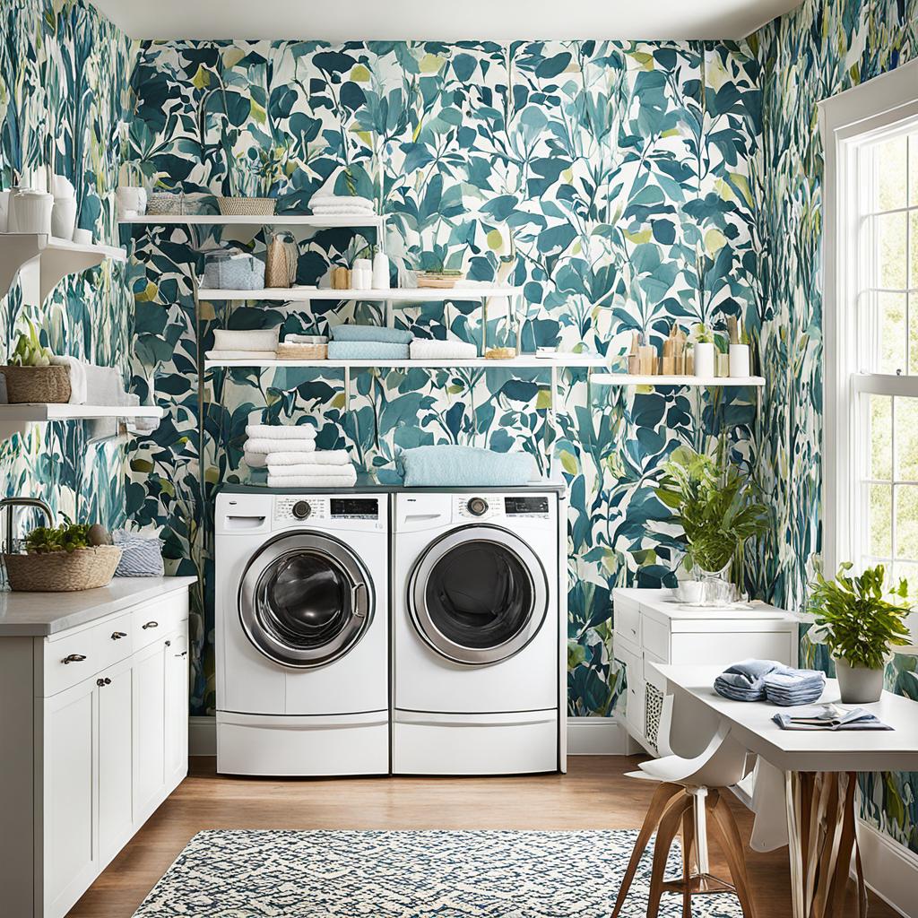 Wallpaper to brighten laundry areas