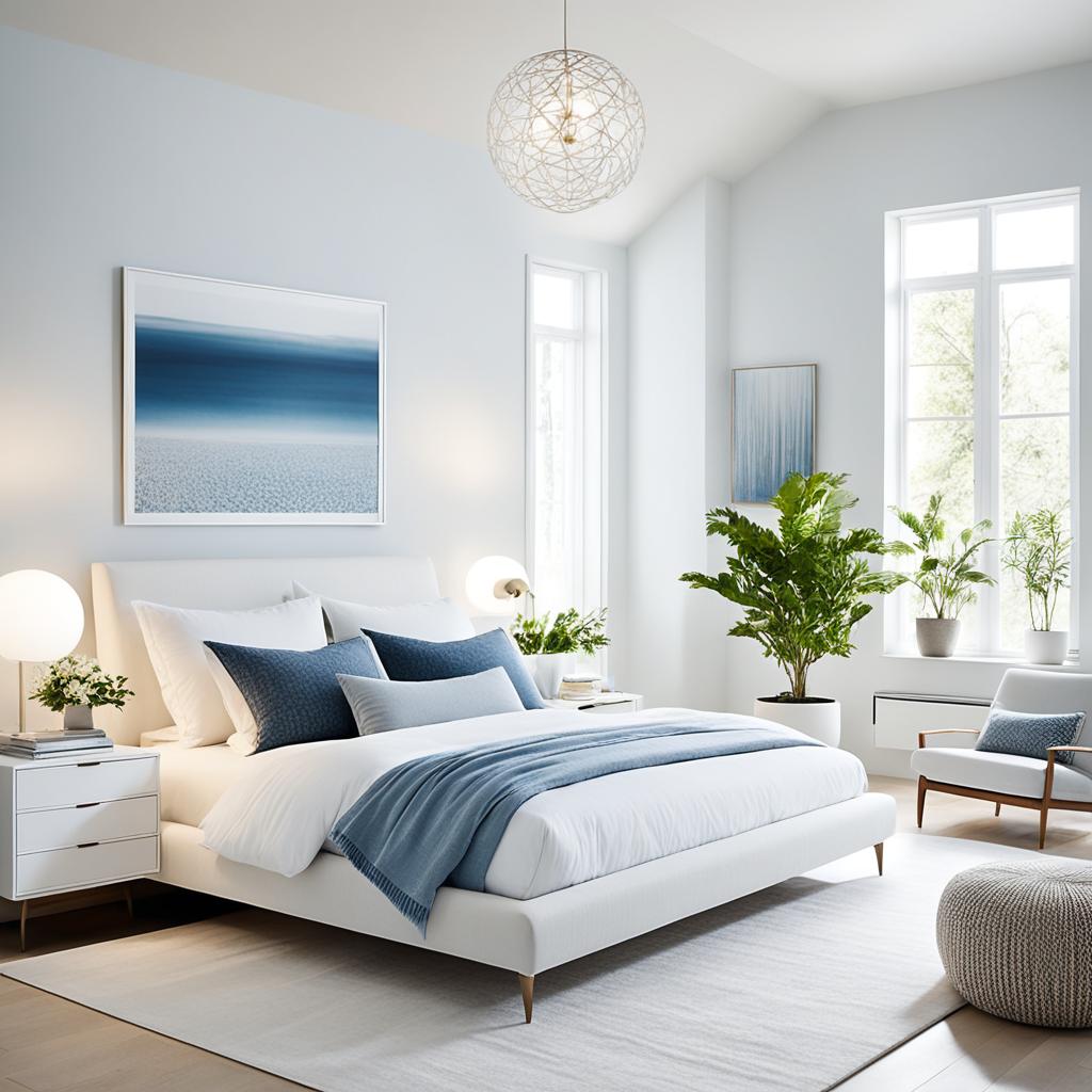 White bedroom with a calming ambiance