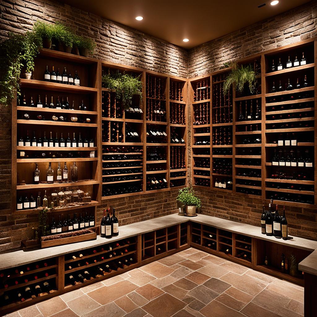 Wine cellar lighting and decor