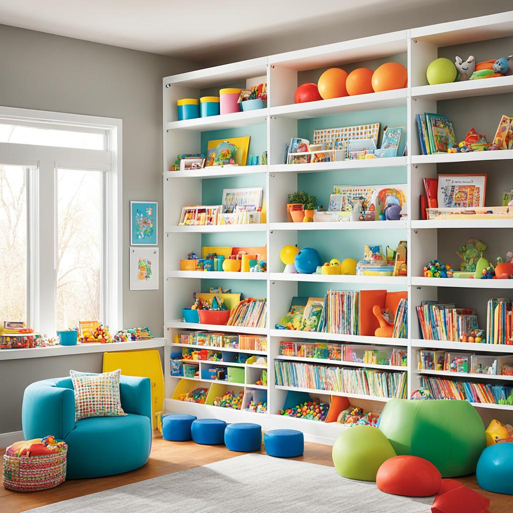 adjustable shelving for playroom storage