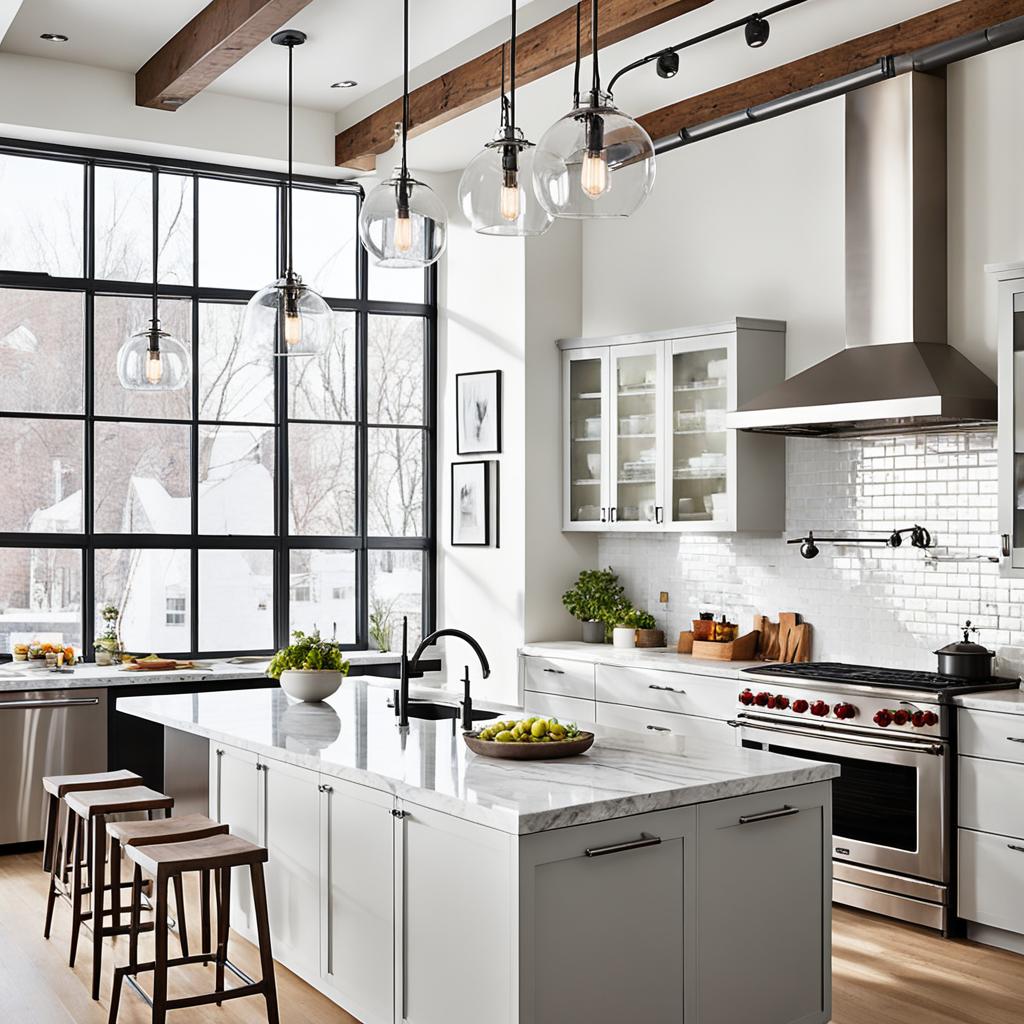 contemporary loft open kitchen design