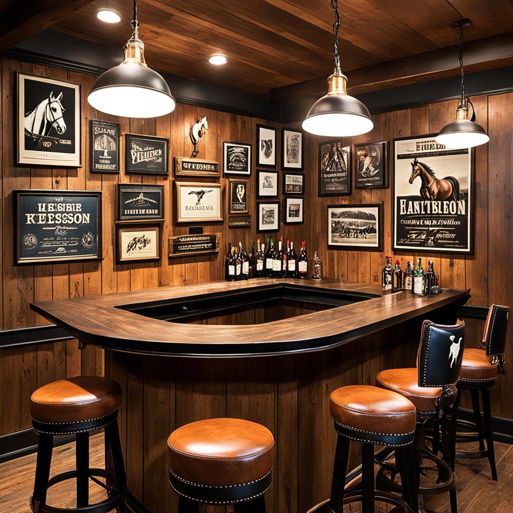 equestrian-inspired bar decor