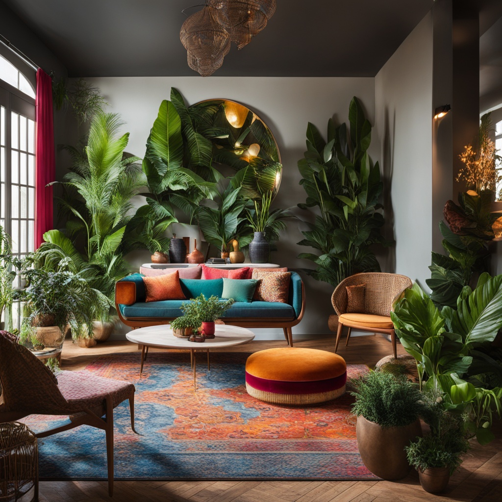 maximalist interior with plants