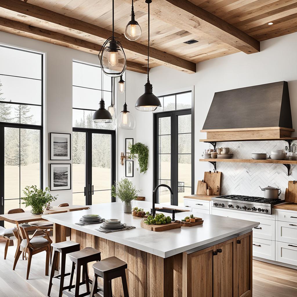 modern farmhouse kitchen with open concept layout