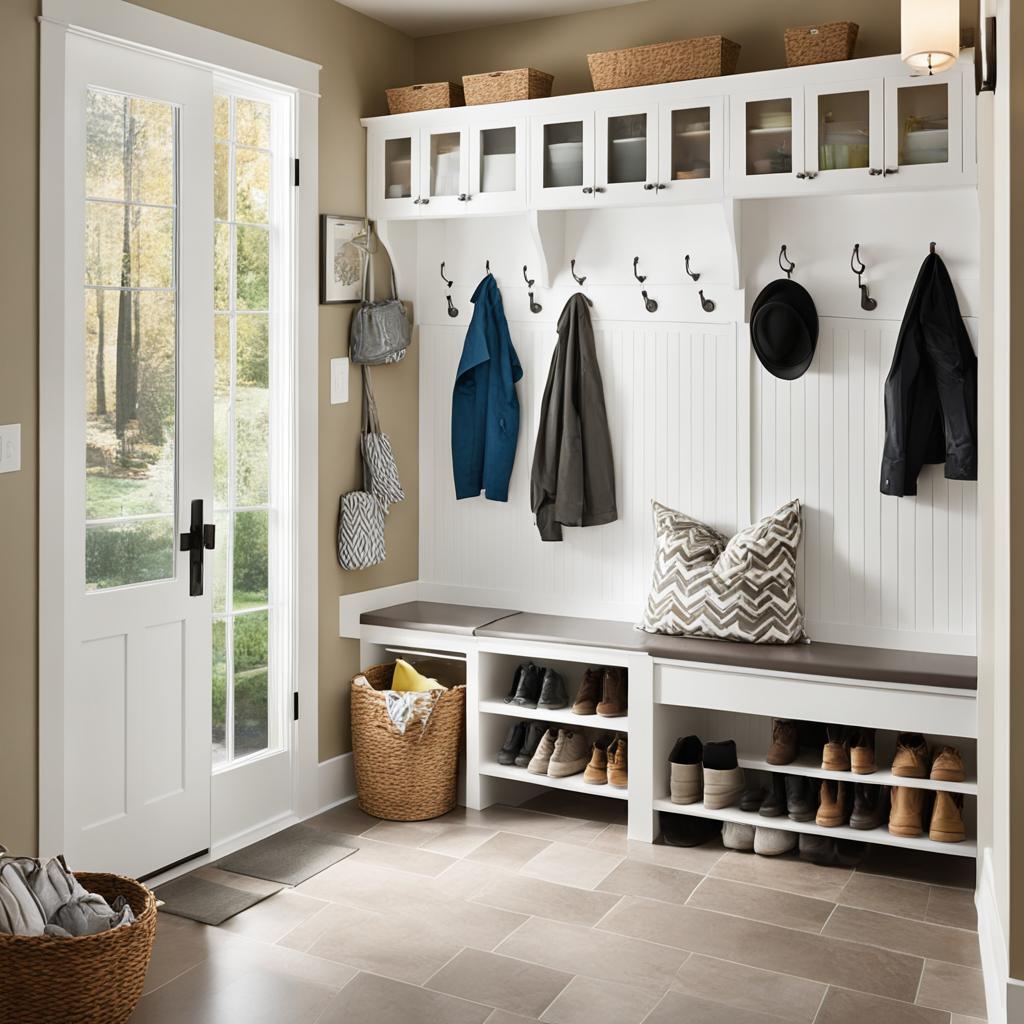 multifunctional mudroom with sink