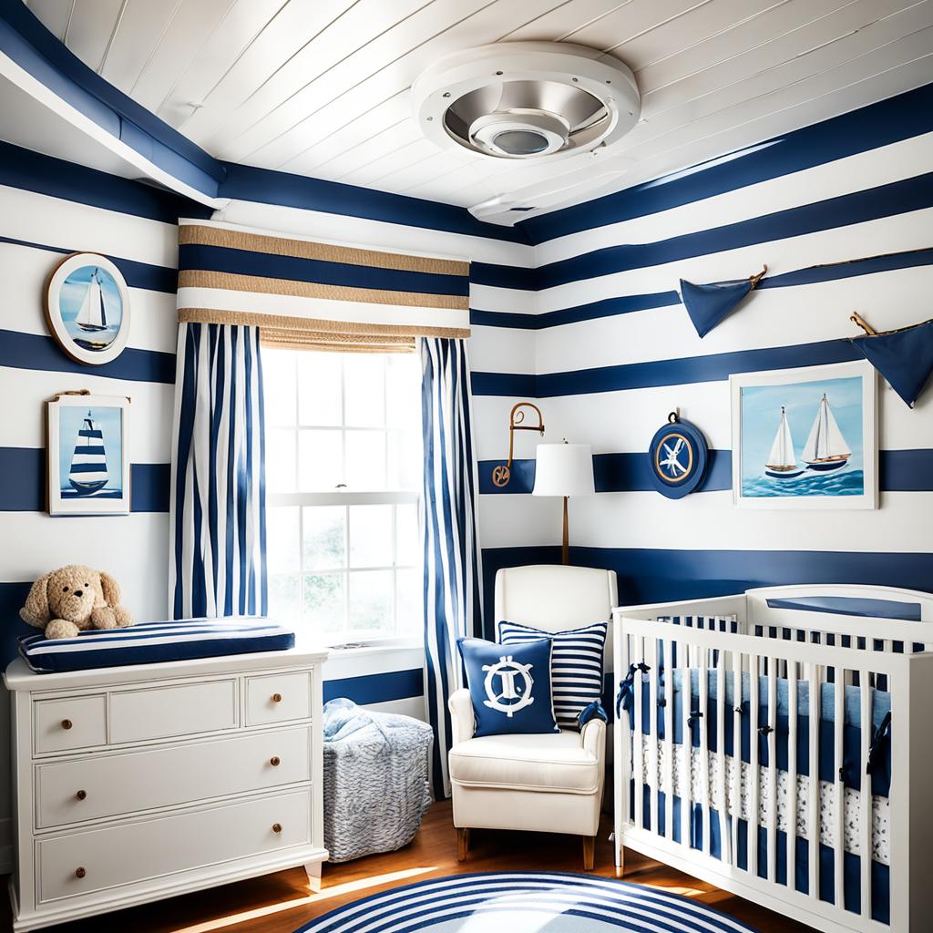 navy and white striped ceiling