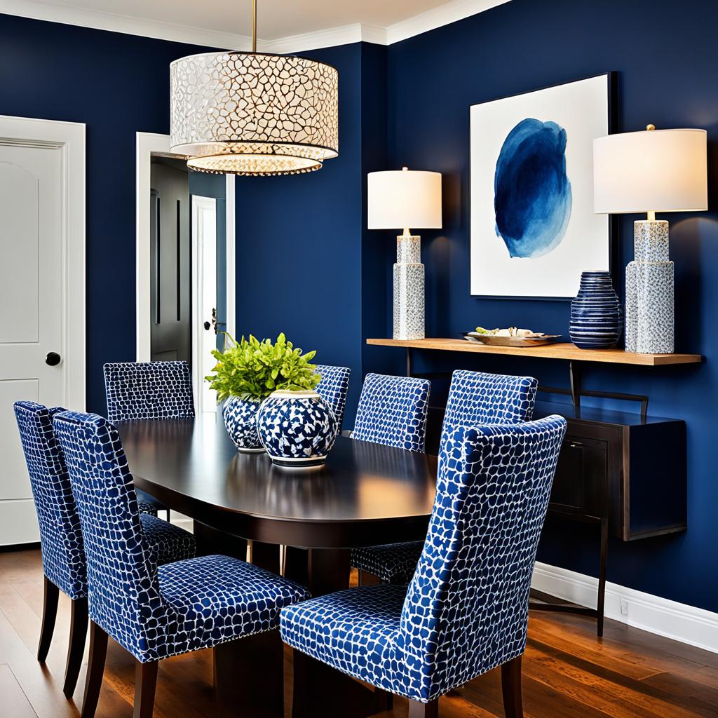 navy blue accent wall dining room