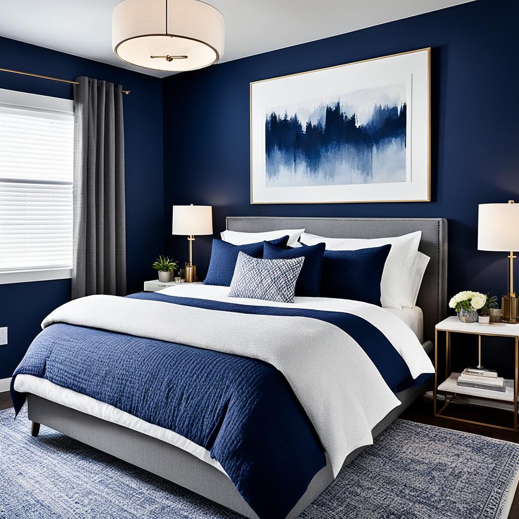 navy blue accent wall