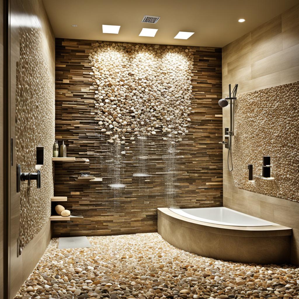 pebble flooring in luxury shower enclosure