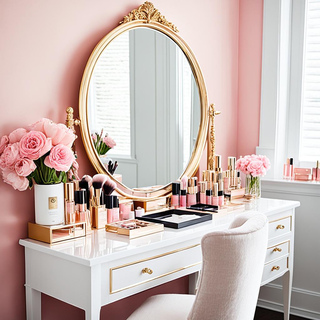 pink vanity area