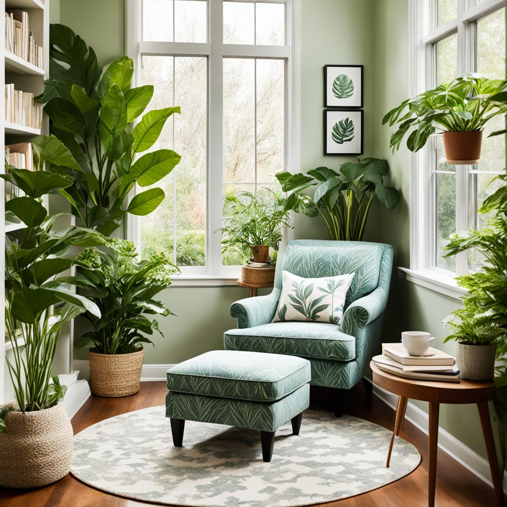 relaxing reading space with houseplants