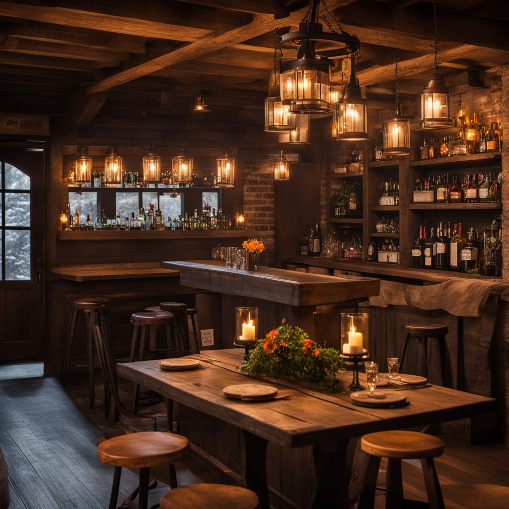 rustic basement bar