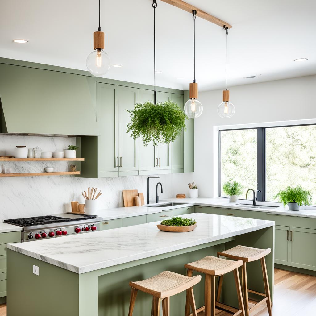 sage green kitchen island